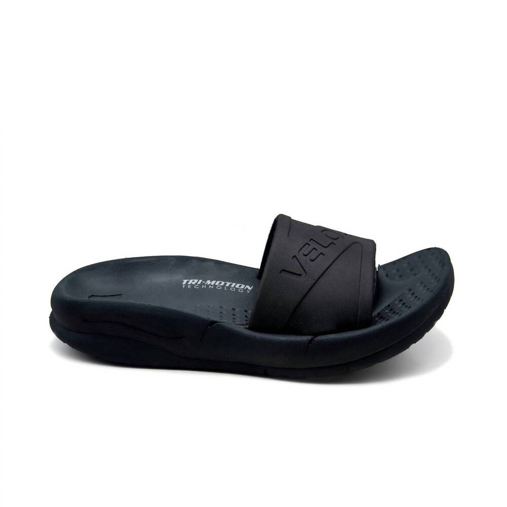 NEW VELOUS men's active slide sandal in black/black